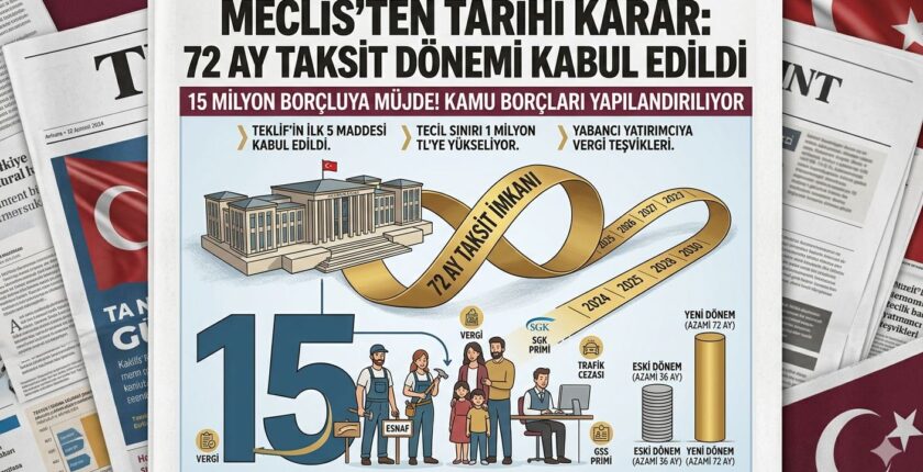 15 Milyon Borçluya Müjde: Kamu Borçlarında 72 Ay Taksit Dönemi Meclis’te Kabul Edildi
